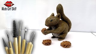 How To Make a Squirrel with Clay | Squirrel Sculpture Tutorial | Polymer Clay Squirrel