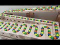 マーブルランレース☆キュボロのくねくね＋屈折式踏切＋バネのゆらゆらサークル＋透明パイプの発射台＋超くねくねボード＋HABA