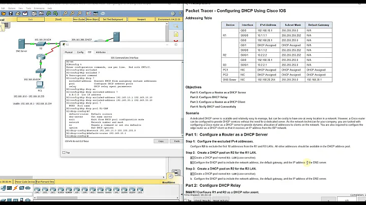 PKT 8.1.3.3 - Configuring DHCP Using Cisco IOS