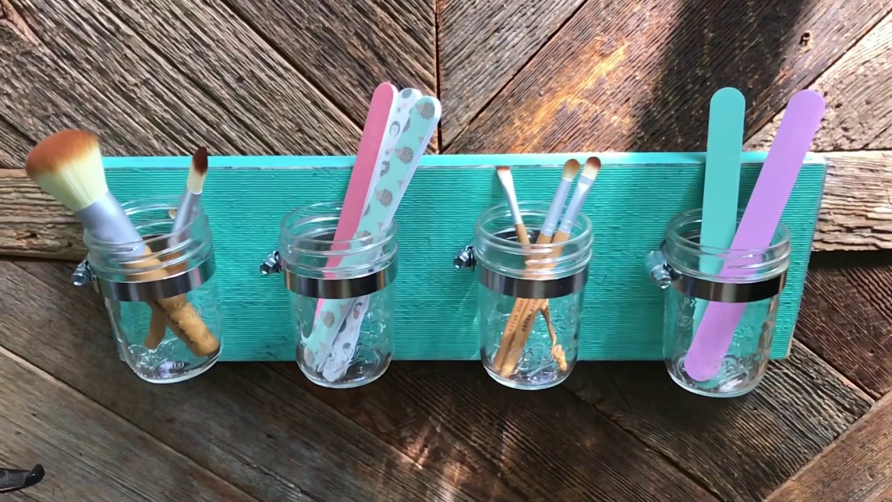 RUSTIC MASON JAR WALL ORGANIZER / BATHROOM ORGANIZER by Farmhouse