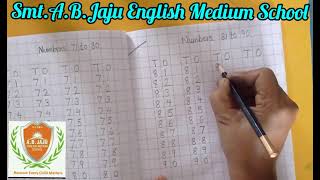 Write numbers 81 to 90 in Maths notebook LKG