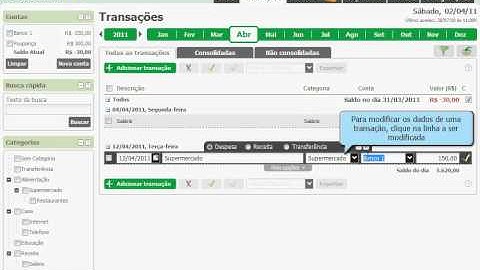 Modificando Transações