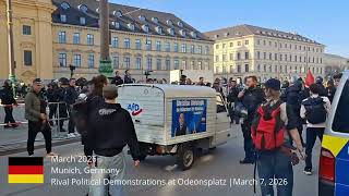 Munich, Germany /// Rival Political Demonstrations at Odeonsplatz (March 7, 2026) /// Vodo Travel