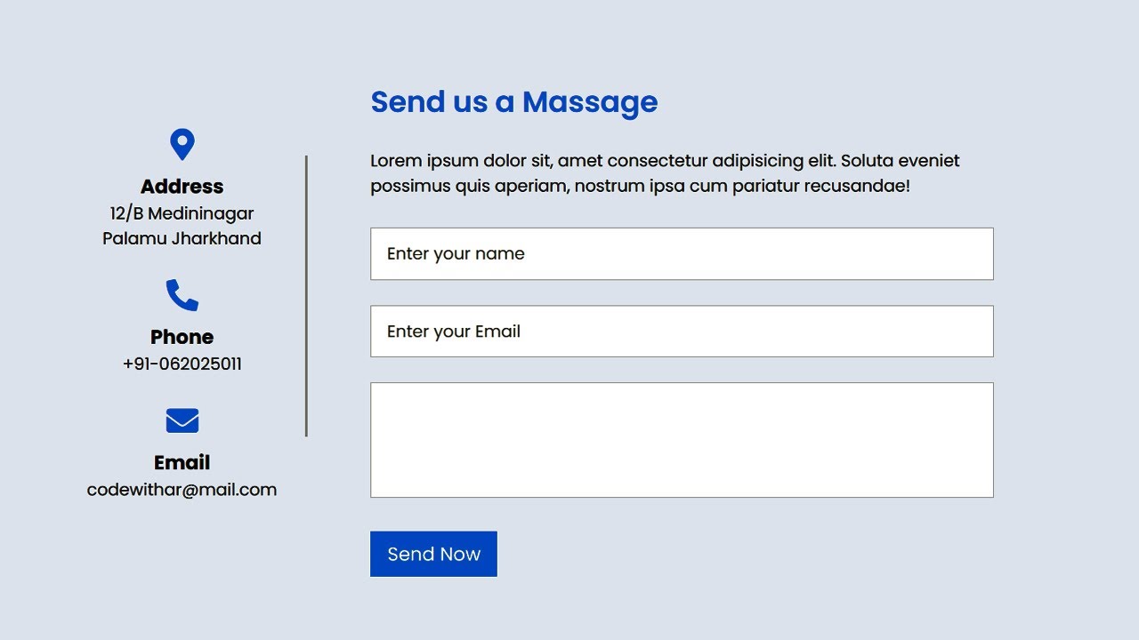Responsive Contact form using Html and CSS | Contact Form - YouTube