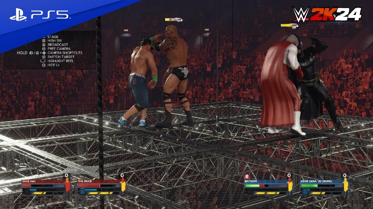 WWE 2K24 - The Rock - Omni Man Vs John Cena - Batman | Hell In A Cell ...