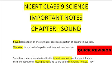 Class 9 Physics Notes Chapter 12 || Sound Class 9 Notes | CBSE Class 9 Notes #sound #notes #class9