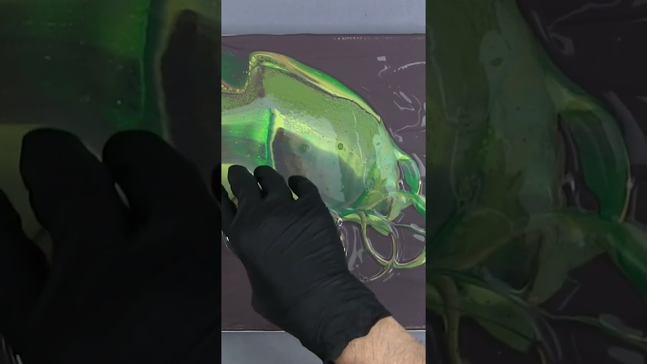 Green Jazz Fluid Art Acrylic Pour Painting