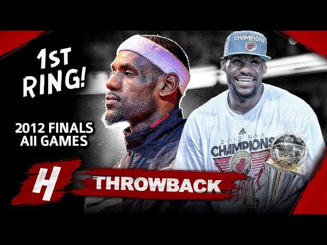 LeBron James with the 2012 NBA Championship & MVP Trophies Game 5 of the  2012 NBA Finals