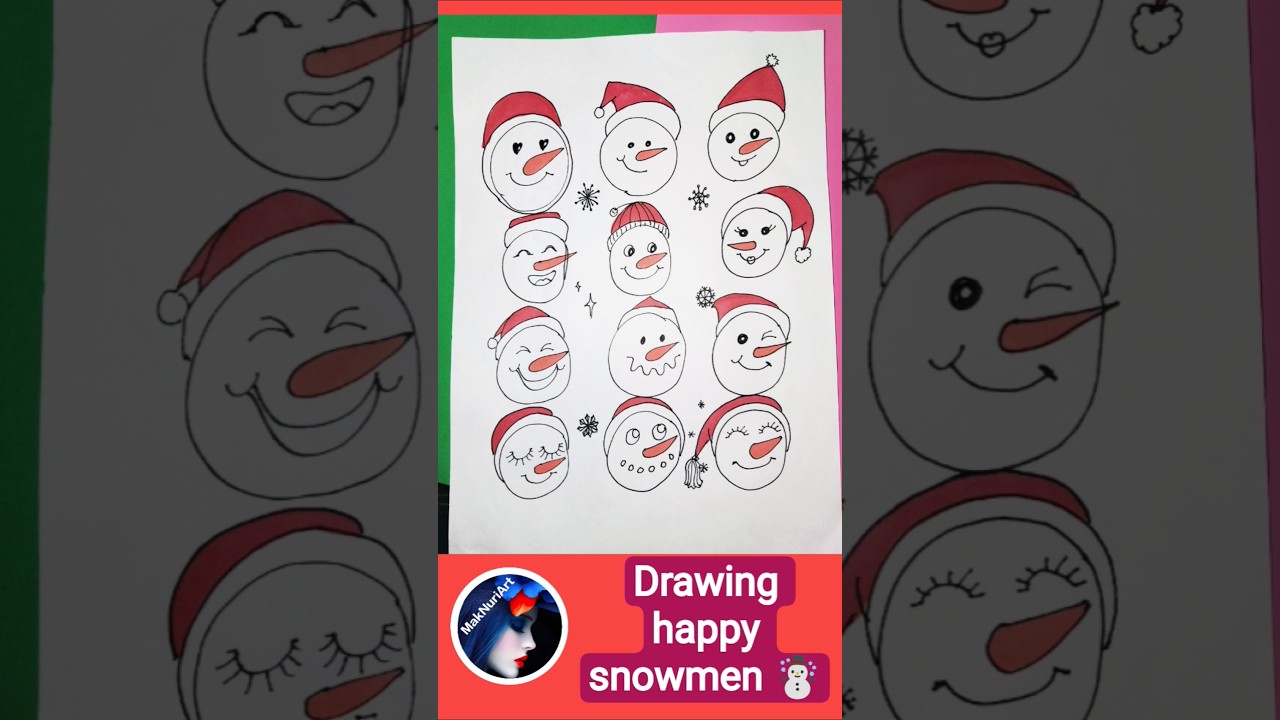 Drawing happy snowmen ☃️