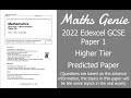 Edexcel 2022 GCSE Maths Paper 1 Higher Predicted Paper