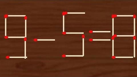 Move only 1 stick to make the equation correct | Matchstick puzzle 9-5=8