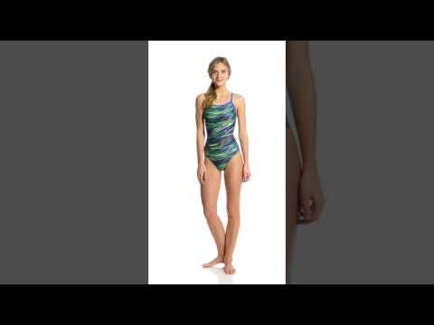 Speedo Women's PowerFLEX Eco Fragments Drill Back One Piece Swimsuit | SwimOutlet.com