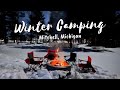 Winter Camping❄️-12度C野營微體驗| Mitchell, Michigan