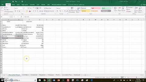 Normality histograms, modality, skewness, kurtosis in Excel