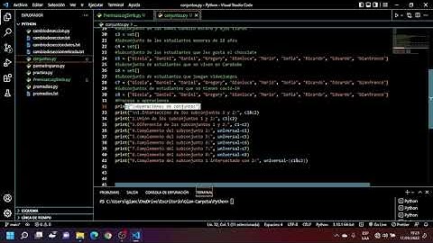 Operaciones sobre conjuntos en python | Caschettto Gianfranco