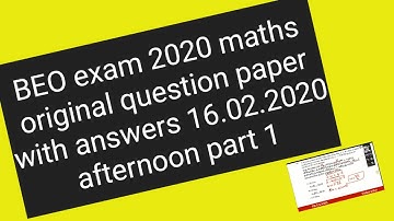 BEO exam 2020 maths original previous year question paper with answers 16.02.2020 afternoon part 1