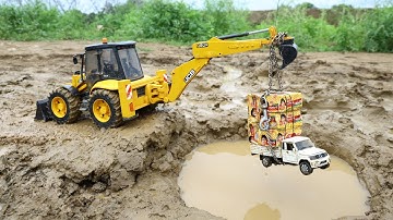 Parle G Loading | Bolero Pickup Accident Big Mud Pit Pulling Out JCB | Mahindra Tractor | CS kidsToy