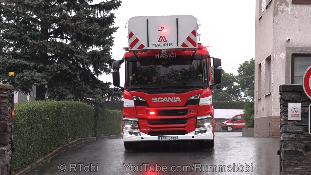 [UNIQUE Alarm Sound/ Trumpets] Czech/ Kolin Fire Engine + Ladder + Command Responding/Turnout 5.2024
