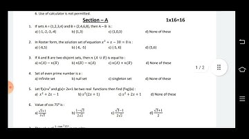 pseb class-11math bi monthly november sample paper