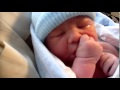 Newborn Brody sucking his thumb