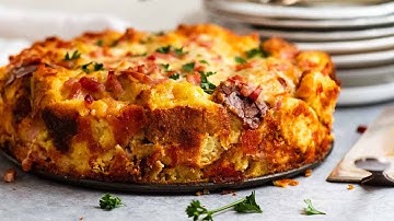Cheese and Bacon Strata Cake (Breakfast Casserole!)