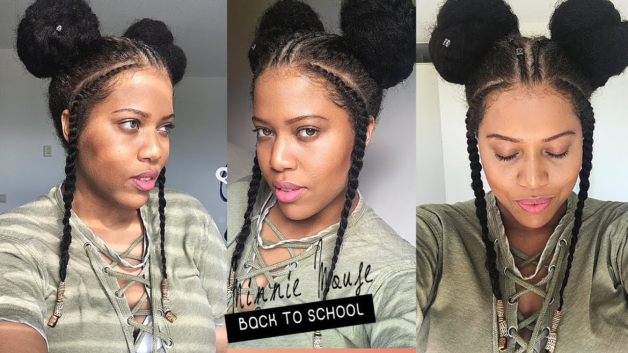 Easy Minnie Mouse Buns on Natural Hair (protective hairstyle)|  Flawlesshairstyle - YouTube