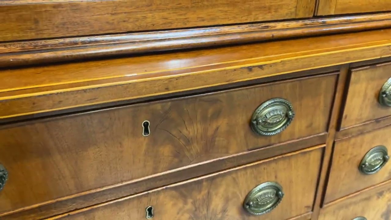 Monumental Georgian English Mahogany Breakfront Library Bookcase