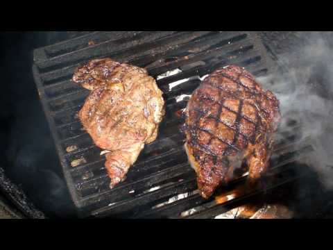 Grilled Rib Eye Steaks & Okra