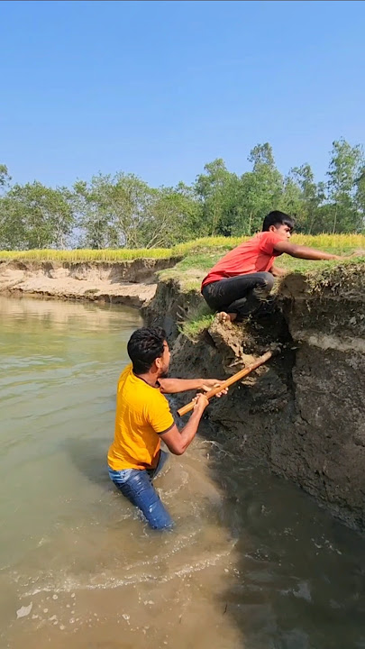 The river bank was cut off.13