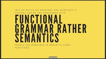 FUNCTIONAL GRAMMAR PT 1 - INTRODUCTION