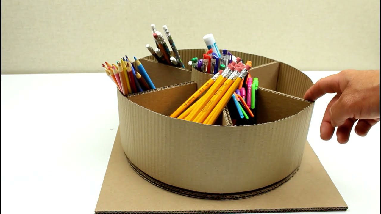 Cómo hacer con cartón un organizador de lápices para estudiantes (pencils organizer with cardboard