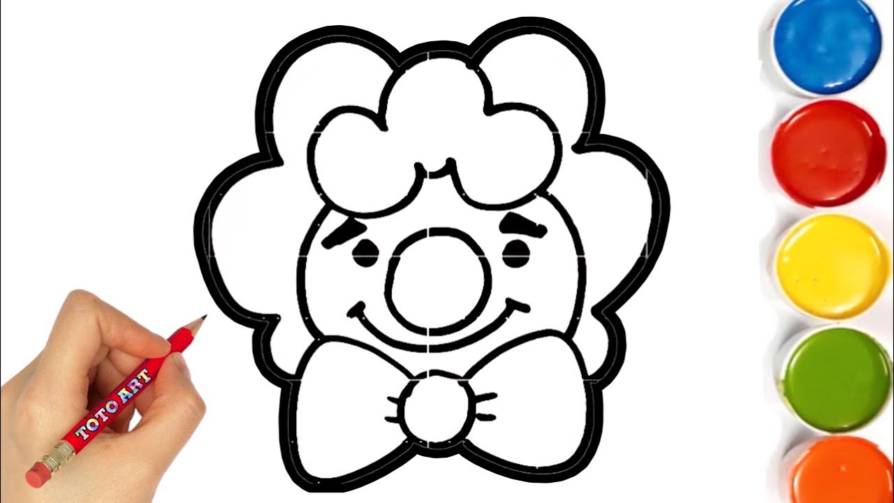 How to draw Cute Clown Face -Colouring for Kids & Toddlers |Draw, Paint and Learn _ Toto Art