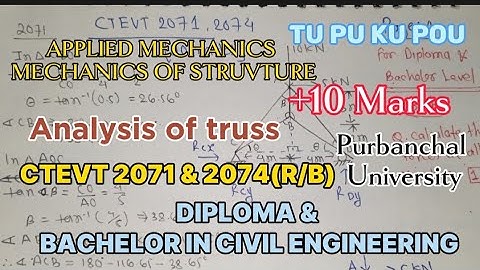 Analysis of truss numerical Diploma//BE first Applied Mechanics/Mechanics of Structure CTEVT/TU/PU