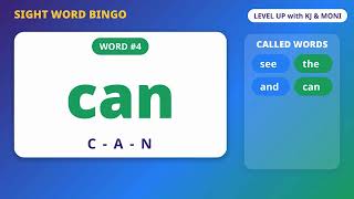Sight Word Bingo for Kids! 🎉 Kindergarten & 1st Grade Sight Words Game | Level Up with KJ & Moni