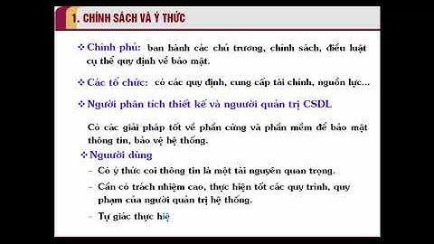 Tin Học 12 - BẢO MẬT THÔNG TIN TRONG CÁC HỆ CSDL - THPT Lương Văn Cù - Chợ Mới
