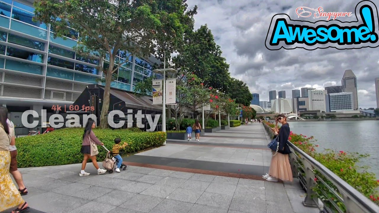 Jalan Kaki dari Marina Bay Sand ke Merlion Park (Patung Singa) || sangat dekat