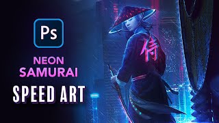 Creating a NEON SAMURAI in Photoshop - Speed Art