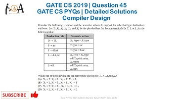 GATE CS 2019 | Question 45 | GATE CS Solutions | GATE CS PYQs | Compiler Design