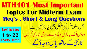 Mth401 Differential Equation Most Important Topics Every Time For Midterm Exam. Student Watch Must