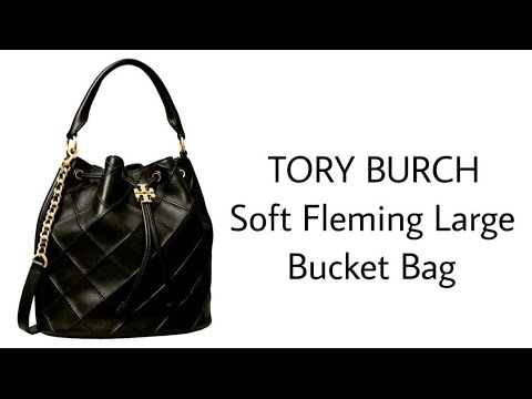 Fleming Large Leather Bucket Bag in Black - Tory Burch