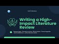 Writing a High-Impact Literature Review: Finding Gaps, Thematic Structure, Theory & Ethical Citation
