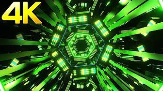4K OLED Hexagon Neon Tunnel Green Color TV Screensaver Saver  VJ loop Background (no sound)