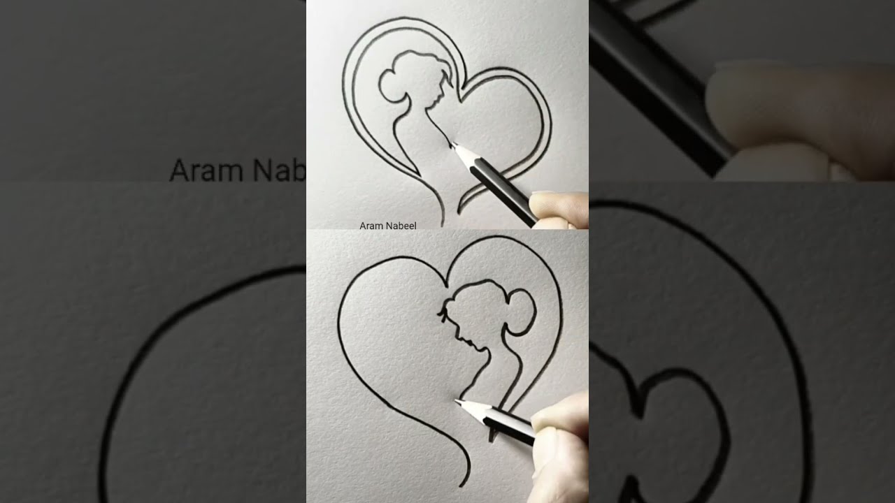 Mother and Child Drawing inside the Heart 