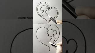 Mother and Child Drawing inside the Heart #aram_nabeel