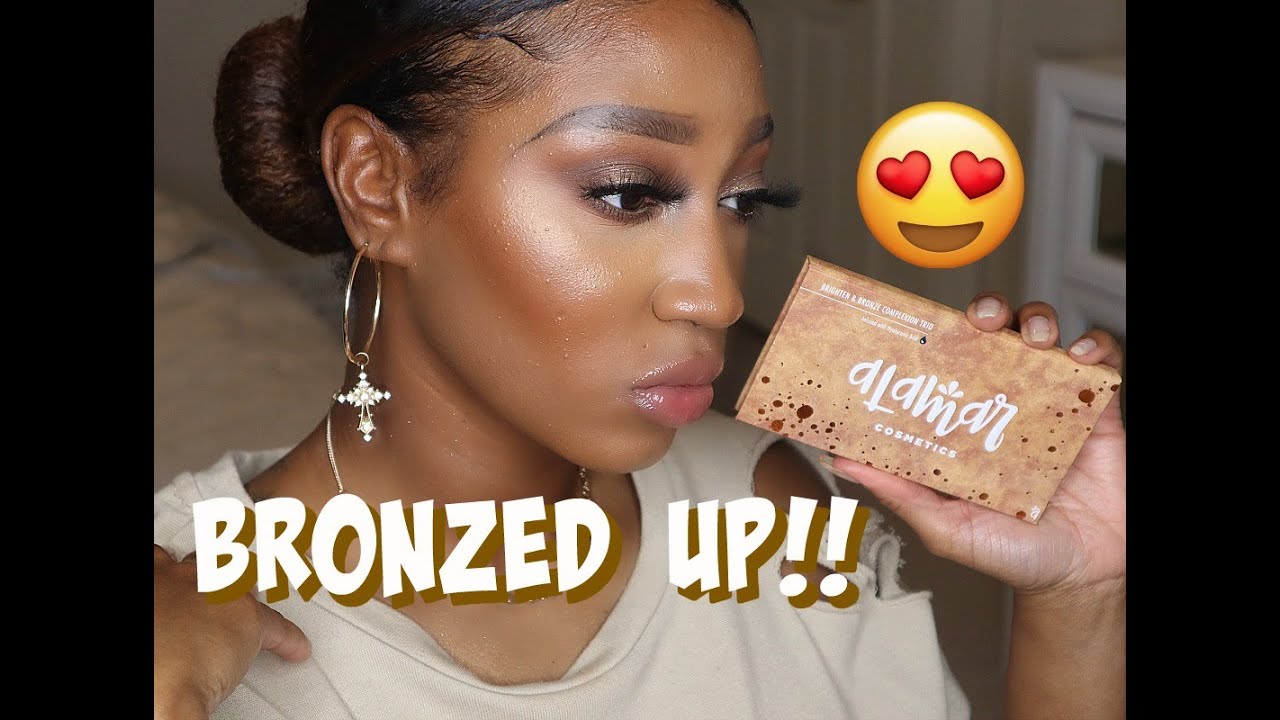 *NEW* Alamar Cosmetics Brighten and Bronze Trio *DARK* Review/Demo