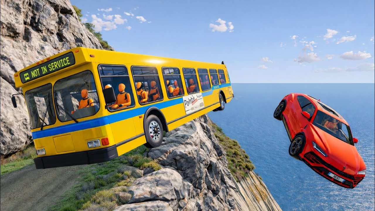 Bus on the Most Dangerous Cliff Road 😱 | Extreme BeamNG.drive#213  Compilation