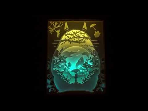 [DIY] Paper-cut Light Box : Totoro with colour changing LED  페이퍼커팅 무드등 : 토토로