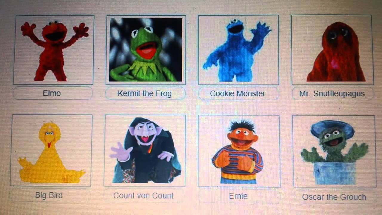 sesame street big bird, elmo, the count, kermit, ernie, cookie, oscar