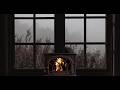 Rain on Window & Crackling Fireplace 🔥🌧️ Misty Cozy Atmosphere for Sleep, Study & Relax
