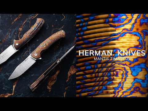 FOLDING KNIFE FOLDER MANTIS  VEGAS FORGE TIMASCUS FULL DRESS HERMAN KNIVES